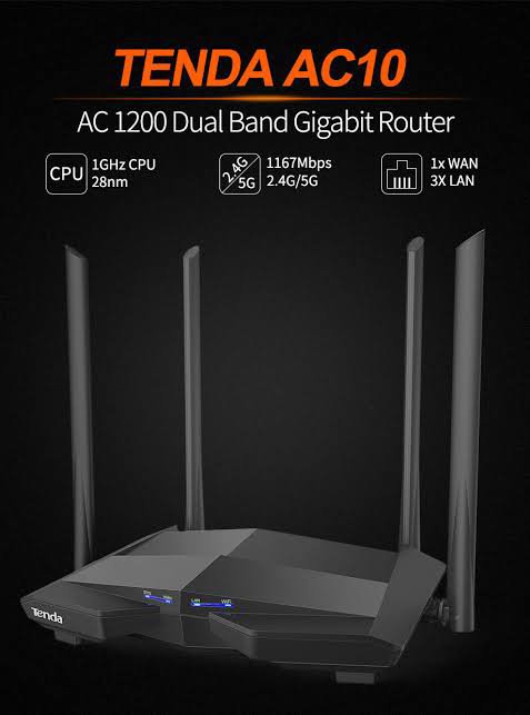 TENDA AC10 AC1200 Smart Dual-Band Gigabit WiFi Router